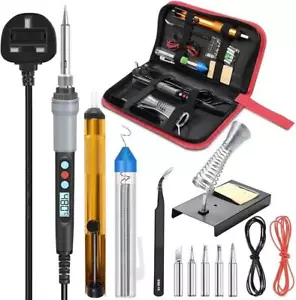 Soldering Iron Kit Rapid Heating Adjustable Temperature LCD Display 5 Tips 90W - Picture 1 of 8