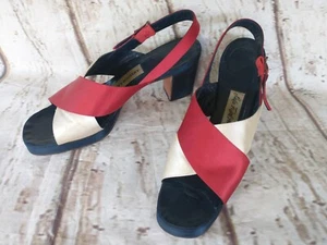 Vintage Saks Fifth Avenue 3" Heels Open Toe Shoes - 7N - Picture 1 of 12