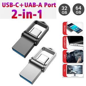 32GB 64GB 128GB Type C Flash Drive USB 3.0 Metal Dual Drive USB OTG Memory Stick - Picture 1 of 16