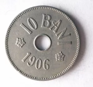 1906 ROMANIA 10 BANI - Hard to Find Type - Free Ship - Romania Bin #1 - Picture 1 of 2