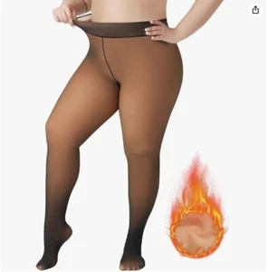 Plus Size Fleece Lined Tights for Women, Sheer XL/XXL Plus AMBER - Picture 1 of 4