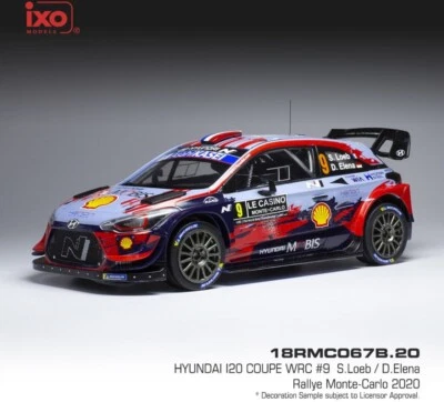 Loeb model rally car Hyundai i20 WRC Monte Carlo 2020 IXO Diecast 18RMC067B 1:18 - Image 1 of 4