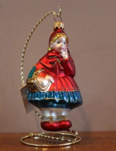 Kurt Adler Polonaise Vetro Artigianale Komozja Cappuccetto Rosso Ornamento - Foto 1 di 4