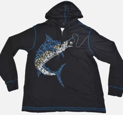 Margaritaville Swordfish Men's Hoodie Size XL Black Sweatshirt Lightweight - Image 1 of 4