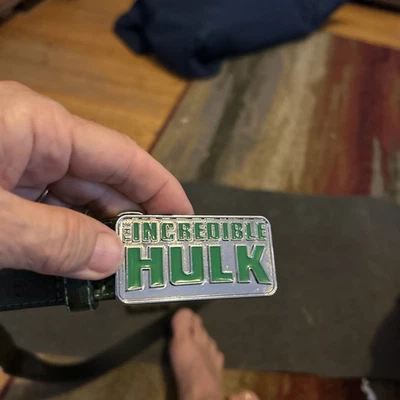 "Cinturón y hebilla The Incredible Hulk Marvel vintage verde y negro 36"" de largo" Foto 1 de 4