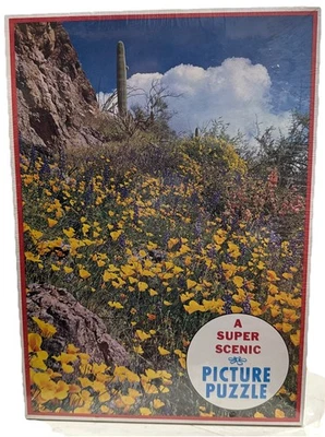 Vtg Sealed Super Scenic Picture Puzzle California Poppy Desert 500 Pc 20” X 13” - Image 1 of 2