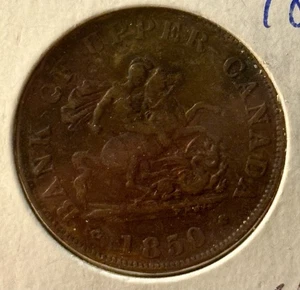 1850 Bank of Upper Canada Half Penny Medaille KM Tn-2 - Bild 1 von 2