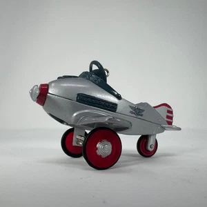 1996 Hallmark Keepsake Ornament Vintage Toy Airplane Silver Red U.S. Army - Picture 1 of 7