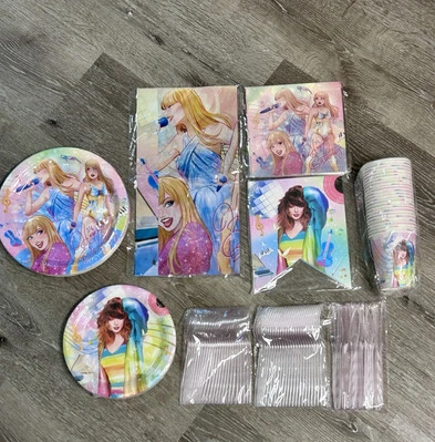 泰勒·斯威夫特生日快乐派对装饰套装横幅盘杯餐巾新品 — 第 1/4 张图片