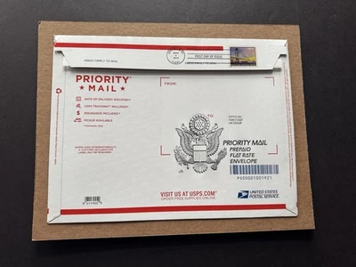 US 2014 FDC +Verrazano Bridge Pre-Paid Priority Mail Envelope +US Emblem Cachet - Image 1 of 2
