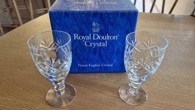 Royal Doulton Georgian Lead Crystal Sherry Glasses Set of 2 Boxed - Image 1 of 2