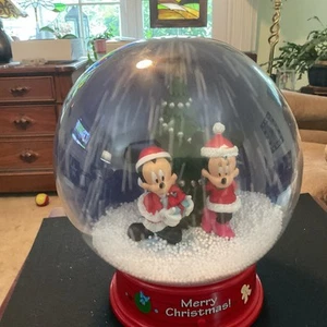 Gemmy Disney Minnie and Mickey Mouse Large 12" Snow Globe Plays 10 Songs (S551) - Picture 1 of 8