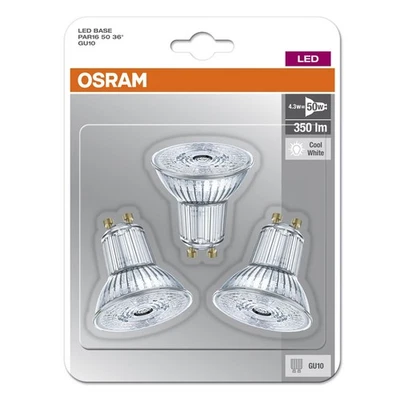 OSRAM GU10 LED Strahler PAR16 36° Reflektor Lampe 4,3W=50W Spot 4000K 3ER - Bild 1 von 4