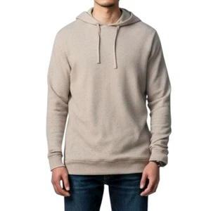 Travis Mathew Cloud Waffle Hoodie Mens Size S Pullover Drawstring Stretch Beige - Picture 1 of 6