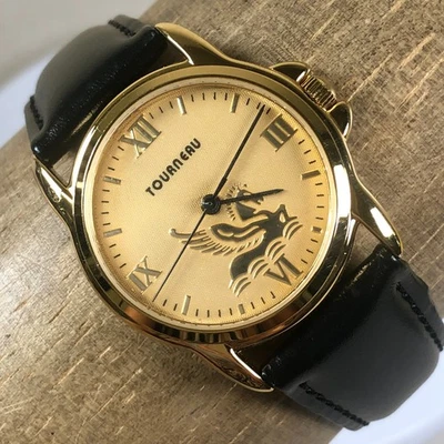 Tourneau Pegasus Women Dress Gold Tone Leather Quartz Analog 29mm Watch 7" - Image 1 of 4