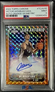2024 Topps Chrome Victor Wembanyama Orange Geometric On Card Auto /25 PSA 9 - Bild 1 von 3