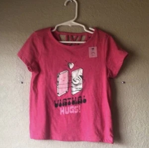 New Old Navy Shirt Girls Pink Short Sleeve Shirt Top Graphic Tee Shirt Size XS 5 - Picture 1 of 9