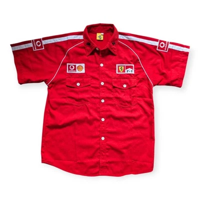 FERRARI VINTAGE 90s SHIRT F1 CLASSIC BUTTON SHIRT RARE MICHAEL SCHUMACHER L - Image 1 of 4