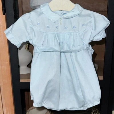 Vintage Feltman Brothers bubble romper newborn baby boy heirloom embroidered - Image 1 of 4