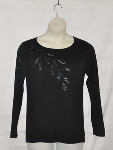 Linea by Louis Dell'Olio Beaded Leaves Sweater Size S Black - Picture 1 of 2