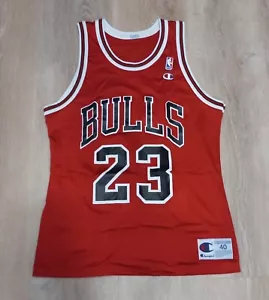 Champion #23 Micheal Jordan Away Jersey Red Black Chicago Bulls Adult Sz 40 NEW - Picture 1 of 4