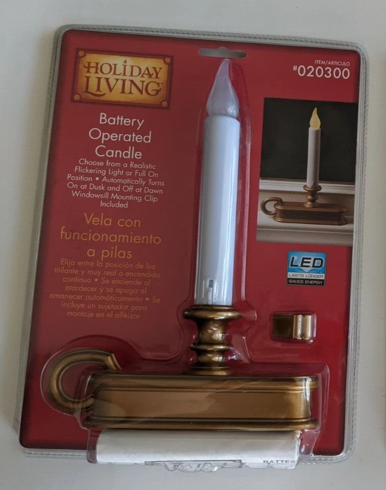 Holiday Living Candle Flickering Battery Operates Windowsill Table New - Image 1 of 1