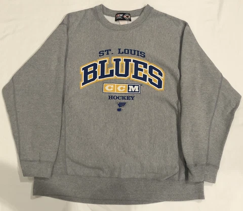 90s VINTAGE St. Louis Blues NHL Hockey Crewneck Sweatshirt Made In Canada Sz XL Cover