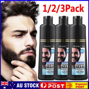 Permanent 3in1 Men's Mustache & Beard Dye Color Shampoo for Gray Hair Coverage - Picture 1 of 33
