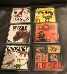 6 VTG DINOSAURS SAFARI GROLIER PREHISTORIA DINOSOURCE DINOMANIA CD-ROM LOT - Picture 1 of 12