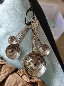 Vintage Ganz Angels Hearts & Stars 4 Piece Zinc Alloy Metal Measuring Spoon Set - Picture 1 of 4