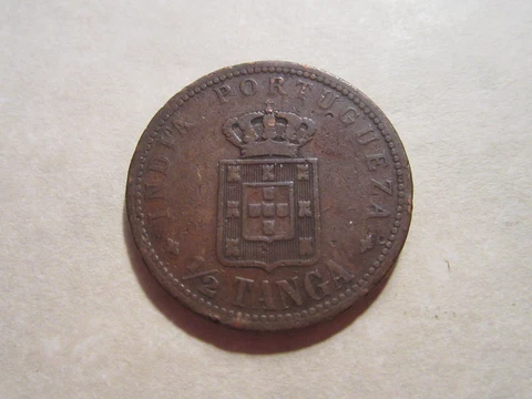 1901 Portuguese India,  Kingdom   1/2  Tanga   Rare bronze coin  nice Cover