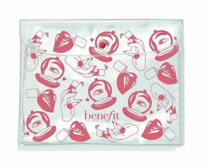 BENEFIT Cosmetic/Storage Pink/Clear Plastic Pouch - Picture 1 of 1