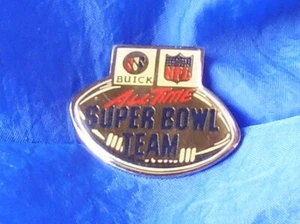 NFL All Time Super Bowl Team Buick Promo PIN 1990 Peter David Inc. Giants Bills - Imagen 1 de 3