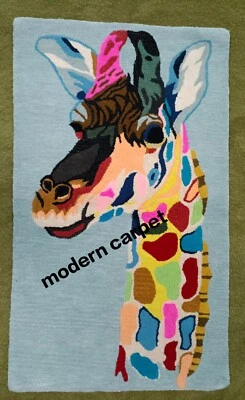 Giraffe Rugs 3x5 Feet Handmade 100% Woolen Hand Tufted For Home Decoration - Image 1 of 4
