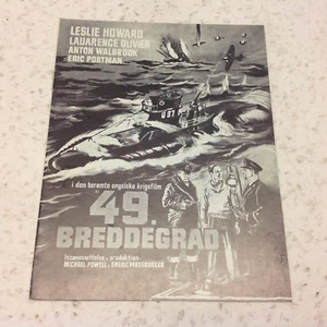 49th Parallel Leslie Howard Laurence Olivier Walbrook 1941 programa de películas danesas - Imagen 1 de 5