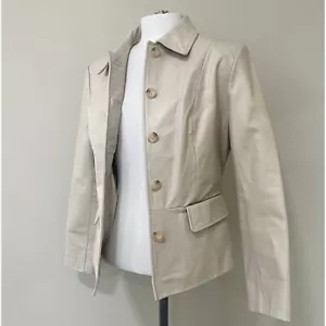 Vintage Juliano Celini Size Medium Beige Taupe Leather Blazer Jacket - Picture 1 of 8