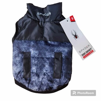 Spyder Dog Jacket Size S Fleece Lined Black Gray Marbled Logo Warm NEW - Image 1 of 4