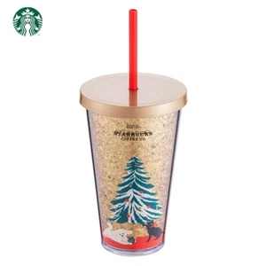 Starbucks Gold Snow Flake Christmas TOGO Cold Water Cup 16OZ Free Shipping - Picture 1 of 4