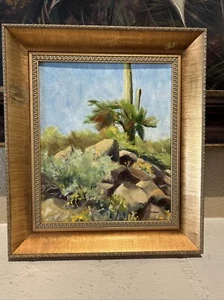 Original Oil Painting Plein Air Desert "Rocky Hillside" Signed Isabelle Hall - Picture 1 of 6