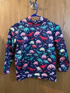 Colorful Girls Dinosaur Hoodie with Hearts. Medium - Picture 1 of 7
