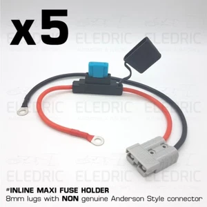 PACK OF 5 8Awg Maxi Fuse Lead with NonGenuine Anderson Connector 8mm Lugs - Picture 1 of 10