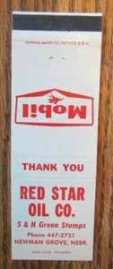RED STAR MOBIL GASOLINERA MATCHBOOK CUBIERTA: NEWMAN GROVE, NEBRASKA -E15 - Imagen 1 de 2