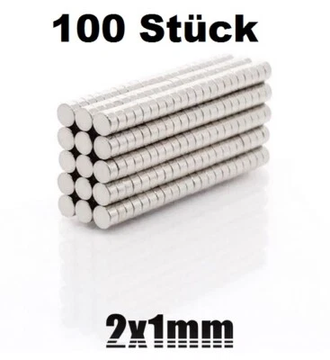 100 Mini Magnet 2 x 1mm super flach dünn klein rund Starkmagnet N35 Pinnwand  - Bild 1 von 3