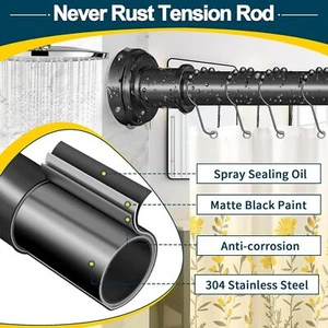 50-410cm Telescopic Net Voile Tension Curtain Rail Pole Rod Rods Extendable Load - Picture 1 of 17