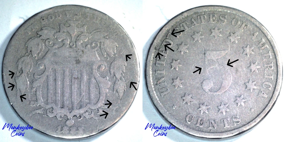 1883 Shield Nickel - Shattered Die Obverse & Pre Cud Reverse - Rare Error Coin - Image 1 of 4