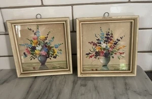 Mimi Joy Vintage Floral Miniature 5 x 5 Pastel Paintings Estate Items Bid on 2 - Picture 1 of 8