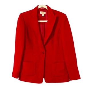 Talbots Women's Red Wool Blazer Jacket Size 8 Lined Career Vibrant - Picture 1 of 9