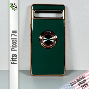 Case for Pixel 7a - Emerald Green & Gold | Ring Holder & Kickstand | Ultra Slim - Picture 1 of 15