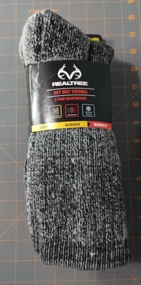 REALTREE 2 PAIR HEAVYWEIGHT MEN'S X-LARGE THERMAL DRY KNIT SOCKS BOOT HEIGHT - Image 1 of 2