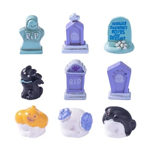 Halloween Tombstone Decorations 14 Piece Set Detailed Finishes Eerie Touch - Picture 1 of 12